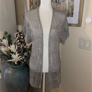 Travelers collections silver sheer cardigan